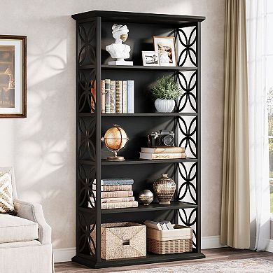 6 Tier Industrial Bookcase With Metal Frame And Open Shelves For Living Room Storage