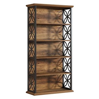 6 tier Industrial Bookcase With Metal Frame And Open Shelves For Living Room Storage
