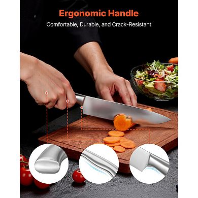 15-Piece German High Carbon Stainless Steel Sharp Knife Set with Block Sharpener Ergonomic Handle