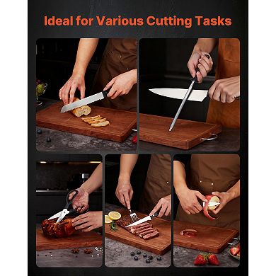 15-Piece German High Carbon Stainless Steel Knife Set with Block and Sharpener ABS Ergonomic Handle
