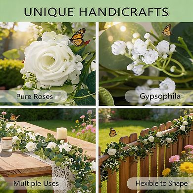 Kaelin Home 5.91FT Artificial Eucalyptus Garland with Flowers