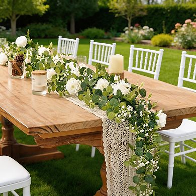 Kaelin Home 5.91FT Artificial Eucalyptus Garland with Flowers