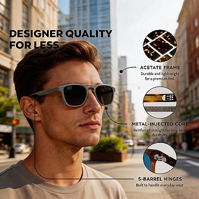 Kaelin Home Men Polarized Modern Aviator Square Sunglasses