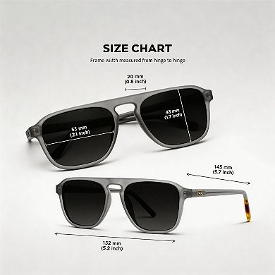 Kaelin Home Men Polarized Modern Aviator Square Sunglasses