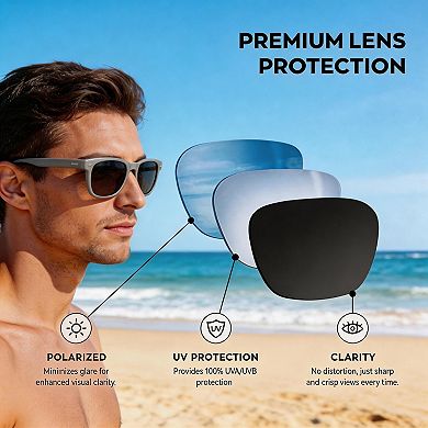 Kaelin Home Men Polarized Modern Aviator Square Sunglasses