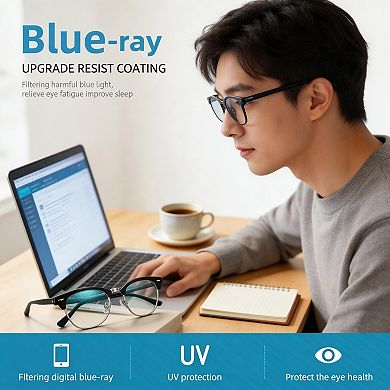 Kaelin Home Unisex Vintage Half Frame Blue Light Blocking Glasses