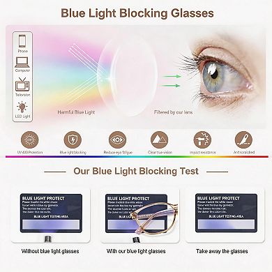 Kaelin Home Womens UV400 Anti Eyestrain Blue Light Glasses with Case