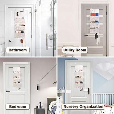 Over The Door Organizer with 3 Woven Pockets Hanging Storage Rack