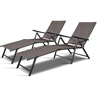 Costway Pool Chaise Lounge Chair Recliner Outdoor Patio Furniture Adjustable