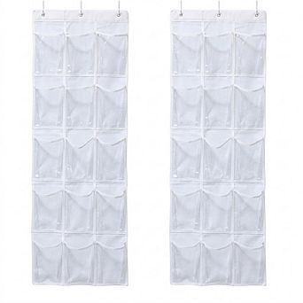 Over The Door Pantry Organizer 2-Pack with 15 Clear Hanging Pockets Storage Rack