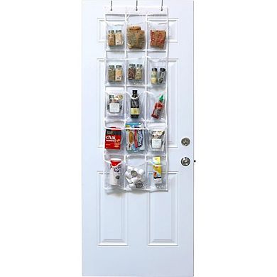 Over The Door Pantry Organizer 2-Pack with 15 Clear Hanging Pockets Storage Rack
