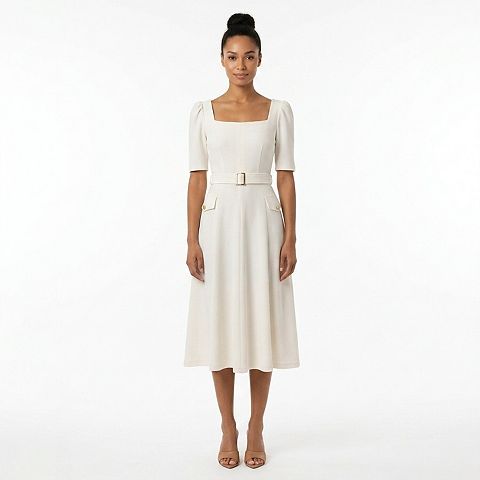 Женские платья Maison Women's Maison Tara Belted Square Neck Midi Dress
