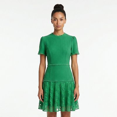 maison tara green dress Maison Tara Boucle A-Line Dress - Green