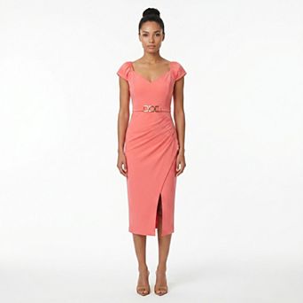 Women's Maison Tara Belted Sweetheart Midi Dress