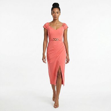 Women's Maison Tara Belted Sweetheart Midi Dress
