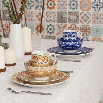 Colorful Plates and Bowls Set, Dinnerware Sets 16 Pcs, Dish Set Service for 4