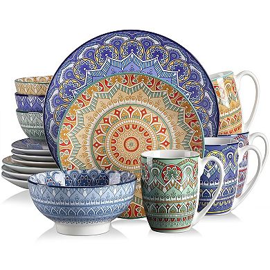 Colorful Plates and Bowls Set, Dinnerware Sets 16 Pcs, Dish Set Service for 4
