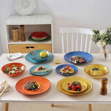 Chip Resistant Stoneware Dinnerware Sets, 16 Piece Dish Set, Microwave Safe Dishes