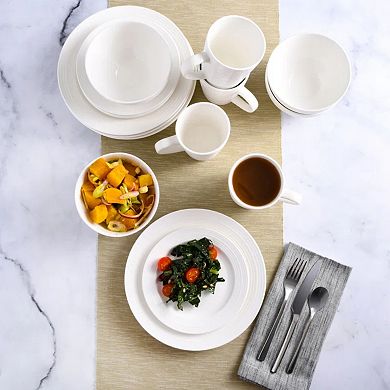 16 Piece Dish Set, Porcelain Dinnerware Set Service for 4, Dishwasher & Microwave Safe Bowls