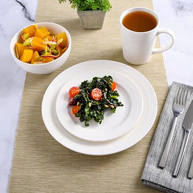 16 Piece Dish Set, Porcelain Dinnerware Set Service for 4, Dishwasher & Microwave Safe Bowls