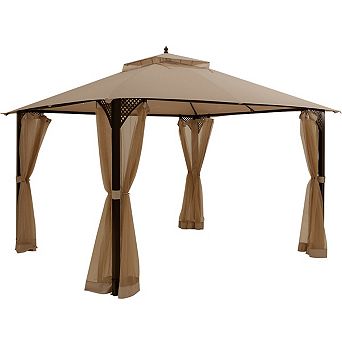 Patio Gazebo 12 x 10 Ft With Double Roof and Netting
