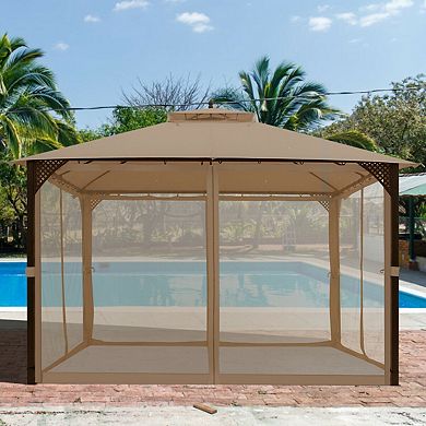 Patio Gazebo 12 x 10 Ft With Double Roof and Netting