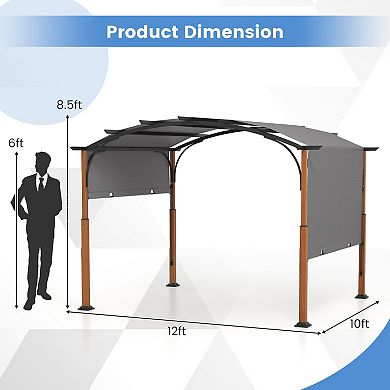 Retractable Pergola 10 x 12 Ft Outdoor Patio Canopy Shelter