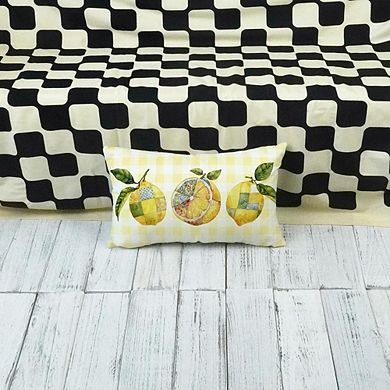 Summer Throw Pillow Cover 12x20 Lemon Buffalo Plaid Farmhouse Decor