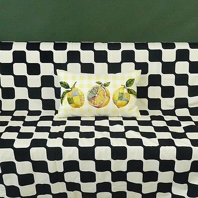 Summer Throw Pillow Cover 12x20 Lemon Buffalo Plaid Farmhouse Decor