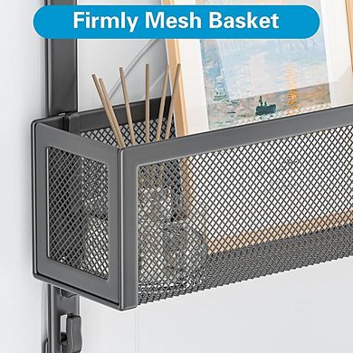 Over The Door Hooks Organizer with 2 Baskets Adjustable Hanging Storage Rack
