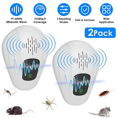 2-Pack Ultrasonic Pest Repeller Plug-In