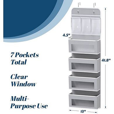 Over-Door Hanging Storage Organizer with Clear Pockets, Home Storage Rack