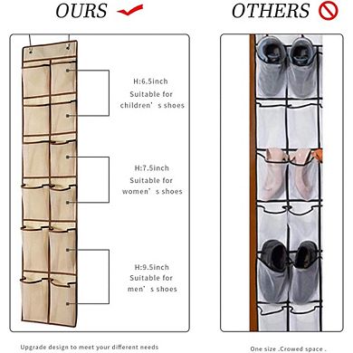 Over Door Hanging Shoe Organizer with 12 Mesh Pockets