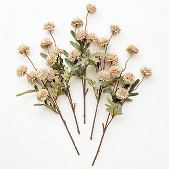 Kaelin Home 5 pc Beige Faux Silk Mums Artificial Flowers