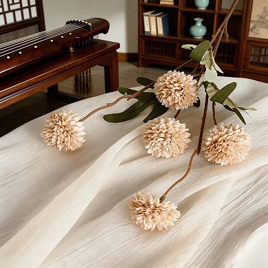 Kaelin Home 5pcs Beige Faux Silk Mums Artificial Flowers