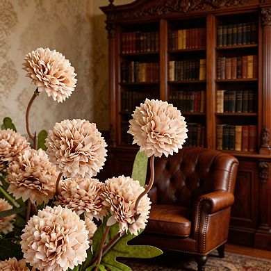 Kaelin Home 5pcs Beige Faux Silk Mums Artificial Flowers