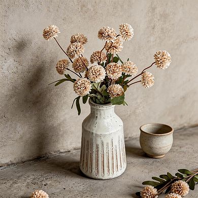 Kaelin Home 5pcs Beige Faux Silk Mums Artificial Flowers