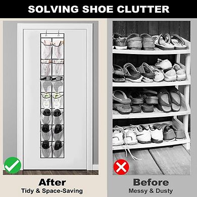 Over The Door Hanging Shoe Organizer with 12 Large Pockets Storage Rack
