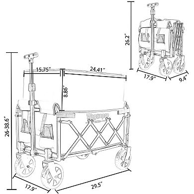 WOW PIONEER Expandable Dual-Layer Utility Wagon with 100% Extra Space - 225lbs Capacity