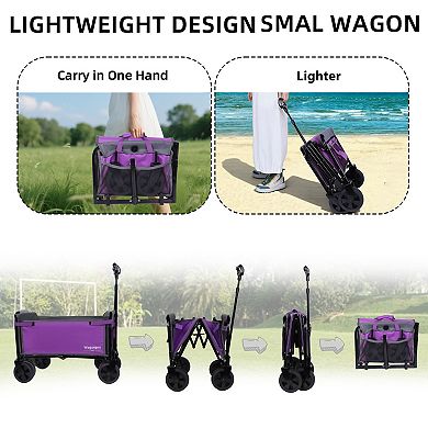 WOW PIONEER Convertible Folding 4-Wheel Trolley with Bench Seat and Pet Tether