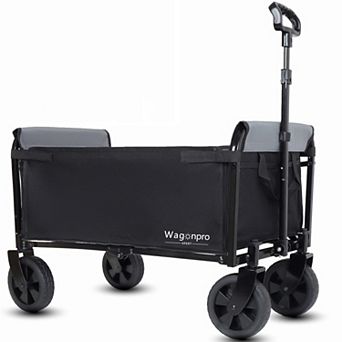 WOW PIONEER Convertible Folding 4-Wheel Trolley with Bench Seat and Pet Tether
