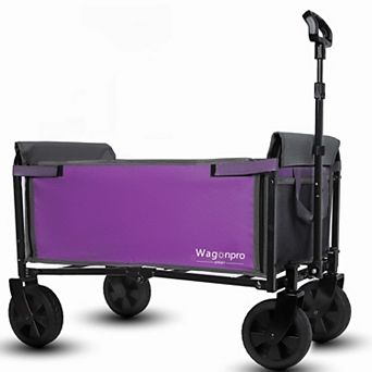 WOW PIONEER Convertible Folding 4-Wheel Trolley with Bench Seat and Pet Tether