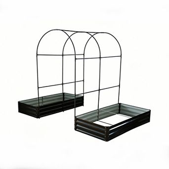 WOW PIONEER Raised Garden Bed with Arch Trellis Set for Outdoor Planting Vegetables Flowers