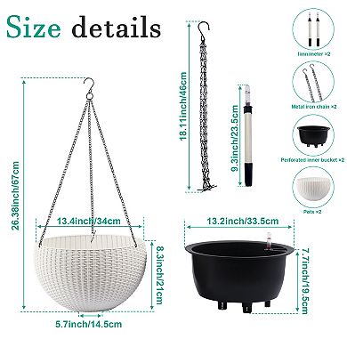WOW PIONEER Self-Watering Hanging Planter Large Capacity Root-Rot Resistant Indoor Outdoor