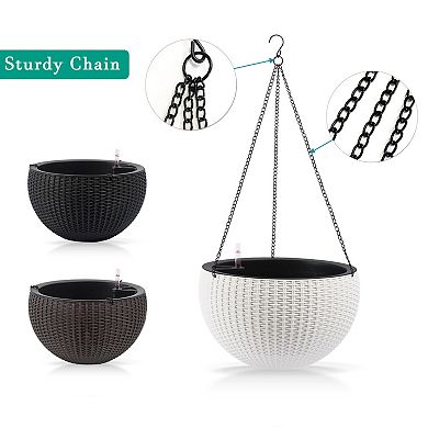 WOW PIONEER Self-Watering Hanging Planter Large Capacity Root-Rot Resistant Indoor Outdoor