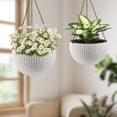 WOW PIONEER Self-Watering Hanging Planter Large Capacity Root-Rot Resistant Indoor Outdoor