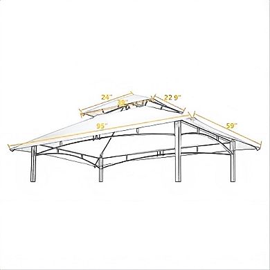 8x5ft Double Tiered Grill Gazebo Replacement Canopy