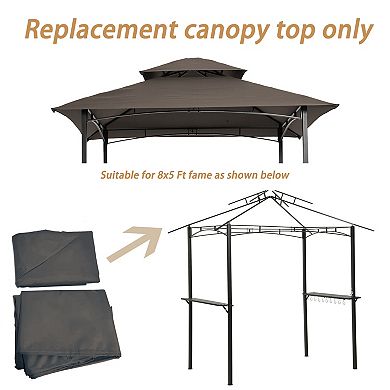 8x5ft Double Tiered Grill Gazebo Replacement Canopy