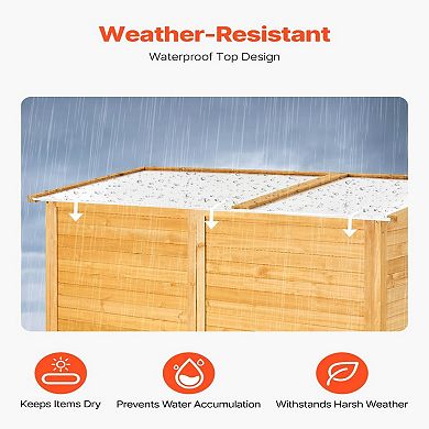 YIORTWO Outdoor Wooden Storage Shed Waterproof Garden Tool Organizer Cabinet