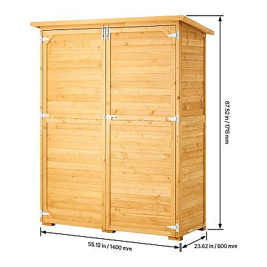 YIORTWO Outdoor Wooden Storage Shed Waterproof Garden Tool Organizer Cabinet